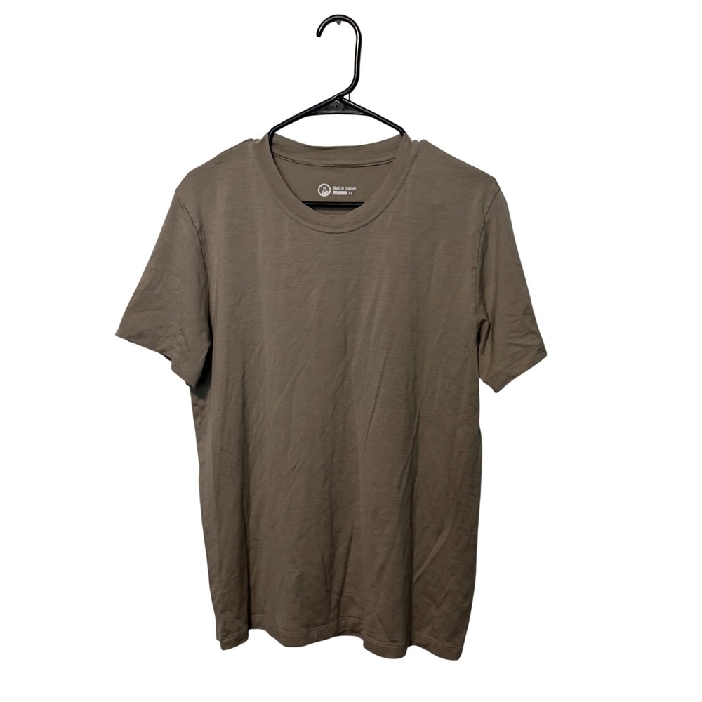 Outlier Ultrafine Merino Shirt Mens XL Beige Wool Cut One Short Sleeve Crew READ